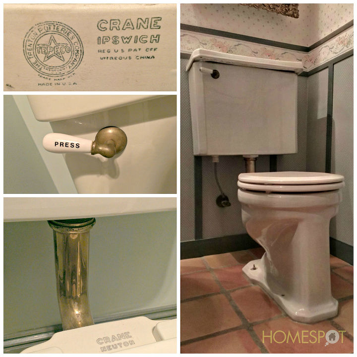 antique toilet for the bathroom, bathroom ideas, home decor, Antique toilet with brass connections and porcelain handle