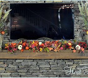 fall mantle, seasonal holiday decor, Just a few inexpensive elements layered to give my mantle an autumnal makeover