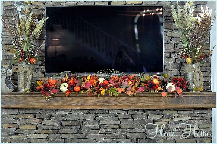 fall mantle, seasonal holiday decor, Just a few inexpensive elements layered to give my mantle an autumnal makeover