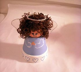 flower pot angel, crafts, Glue on wings to back of angel Add halo to top of hair