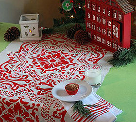 holiday stenciled table runner using drop cloth royal studio design, crafts, painting, seasonal holiday decor, Holiday table runners make great gifts too