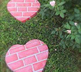 fun homemade stepping stones, crafts, outdoor living, Painted hear stepping stone