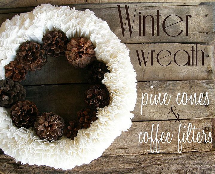 winter wreath pine cones and coffee filters, crafts, seasonal holiday decor, wreaths