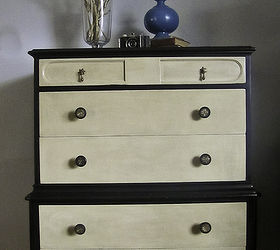 black and linen nightstand, painted furniture, dresser that I was asked to make a nightstand for