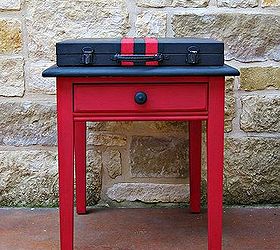 double suitcase end table, painted furniture, repurposing upcycling
