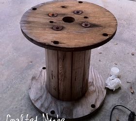 diy spool side table, painted furniture, repurposing upcycling, Spool Table BEFORE
