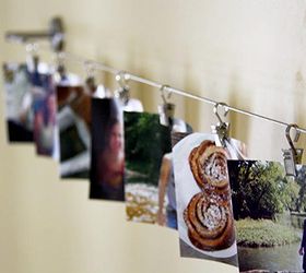 ikea hack curtain wire to photo display, home decor, repurposing upcycling, Turn a curtain wire from Ikea into a fun photo display