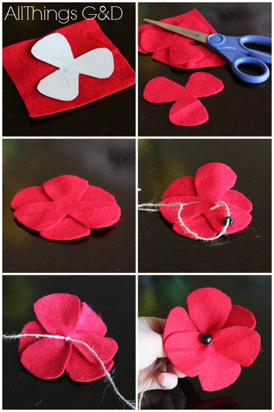 diy felt poppies in honor of memorial day, crafts, patriotic decor ideas, seasonal holiday decor, wreaths
