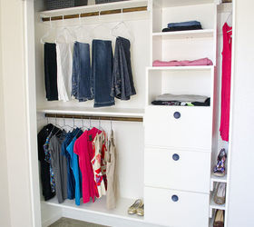 diy closet kit for under 50, closet, organizing, shelving ideas, storage ideas, Lots of hanging storage shelves and drawers DIY closet kit