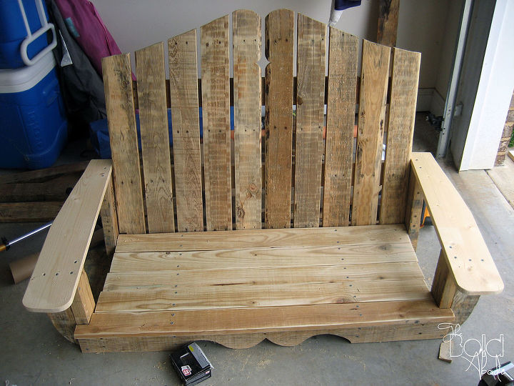 nantucket inspired porch swing made from reclaimed pallets, outdoor living, pallet, porches, Once it s all together simply paint seal and hang