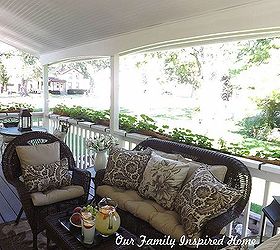 side porch furniture, curb appeal, outdoor furniture, outdoor living, painted furniture