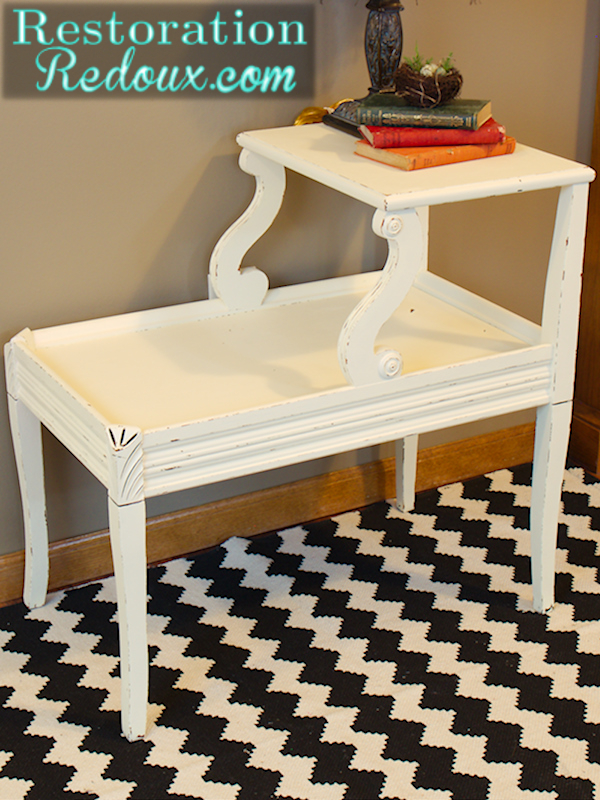 ivory chalky painted vintage table, painted furniture, After