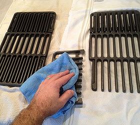 cast iron grill grates season with crisco to stop rust and sticking food, cleaning tips, Microfiber cloths work great for spreading Crisco on cast iron grill grates