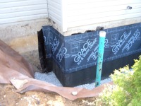 basement waterproofing, Rubber membrane installed