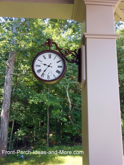 how to hang an outdoor clock on your front porch, Our installed thermometer clock looks great