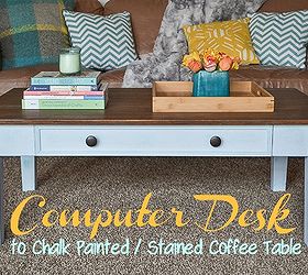 computer desk to coffee table roadkill rescue, painted furniture