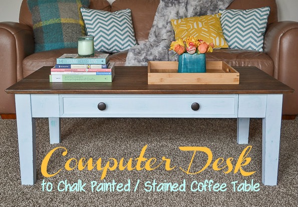 computer desk to coffee table roadkill rescue, painted furniture