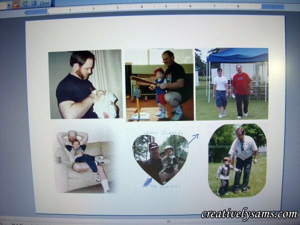 father s day photo centerpiece tutorial, crafts, seasonal holiday decor, Print the pictures that you ve chosen to use from a Word document It s easy to resize crop the pictures when you use Word to fit the candle holder