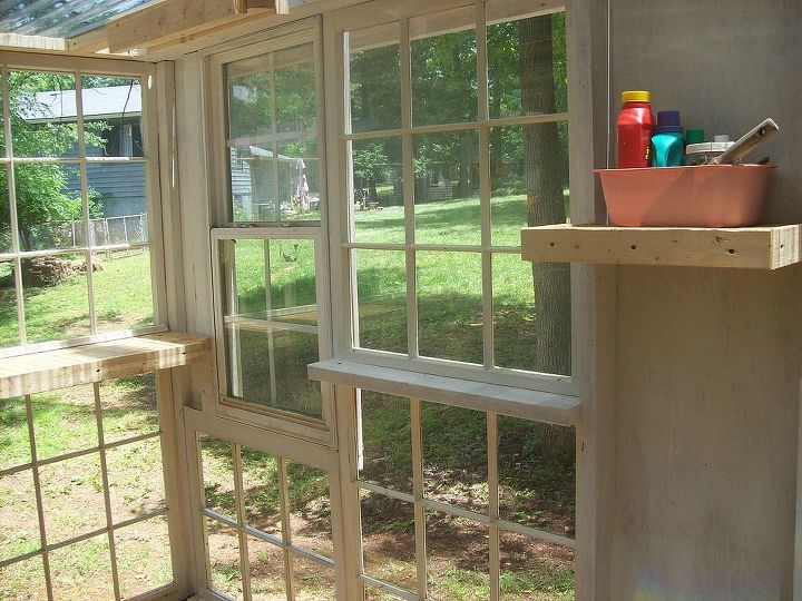 greenhouse project, diy, gardening, home improvement, repurposing upcycling, One window opens for ventilation
