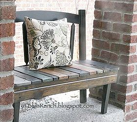 porch bench made from old headboard amp scrap wood, diy, painted furniture, woodworking projects, Recycled headboard turned into porch bench