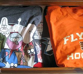 folding and organizing clothes drawer to make more room, organizing, The t shirt drawer before is not too bad but there s no extra room and it s hard to see the shirts on the bottom of the pile