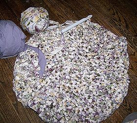 hand made rag rug, crafts, reupholster, lots of ripping to make strips of fabric to crochet