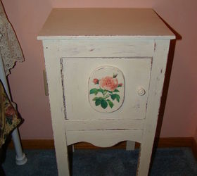 a long overdue paint transformation on a bedside stand, chalk paint, painted furniture, I decoupaged a cut out flower for the raised portion on the door