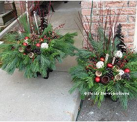 diy christmas winter planter design, christmas decorations, container gardening, gardening, seasonal holiday decor