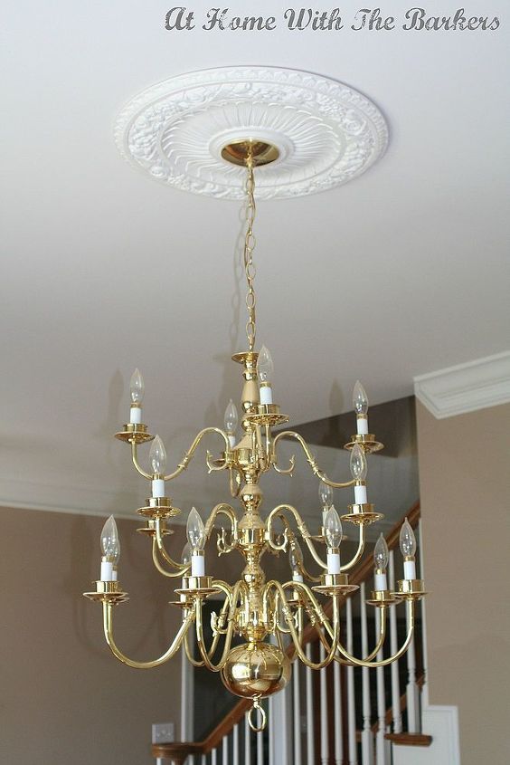 the secret to a gorgeous chandelier without buying a new one, lighting, painting, Before