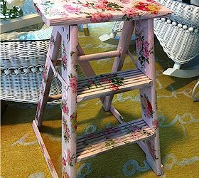 my painted and decal step stool, painted furniture, Roses Step stool