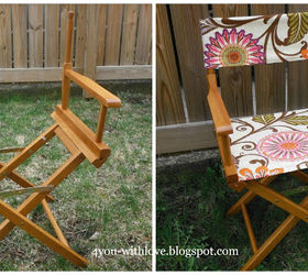 diy director s chair canvas, outdoor furniture, outdoor living, painted furniture, Here s the before and after