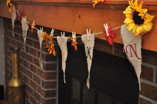 fall mantle, crafts, seasonal holiday decor, I got out my stencils and craft paintand made this burlap Autumn banner