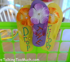 perfect place for sandy shoes with dollar tree goodies, crafts