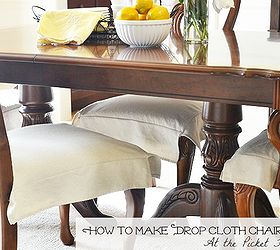 how to make drop cloth chair skirts, painted furniture, reupholster