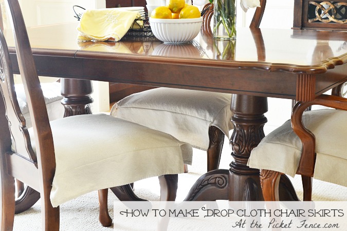 how to make drop cloth chair skirts, painted furniture, reupholster