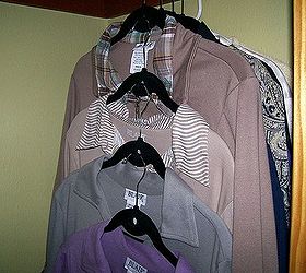 make the most out of a small closet, cleaning tips, closet, urban living, Stackable hangers keep 3 4 items in the space of one