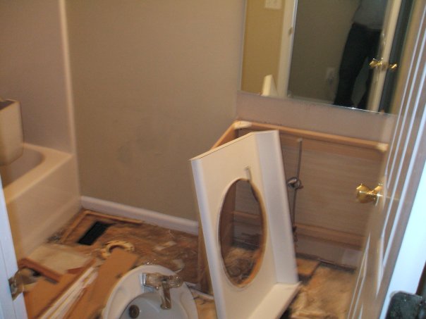 guest bathroom renovation, bathroom, remodeling, Had to remove that mirror Trick use a guitar string as a saw behind the mirror