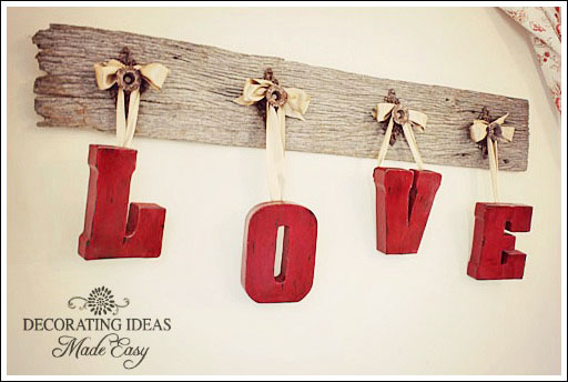 valentine decorating ideas, crafts, seasonal holiday decor, valentines day ideas, Hang your painted letters with ribbon