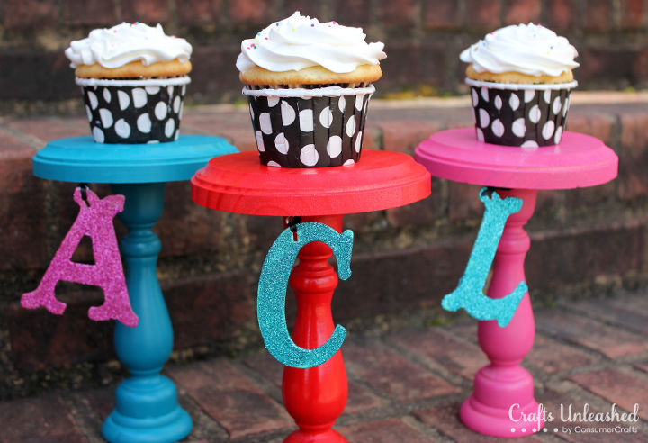 personalized diy cupcake stand, crafts, Each child got their own color that waspicked out just for them