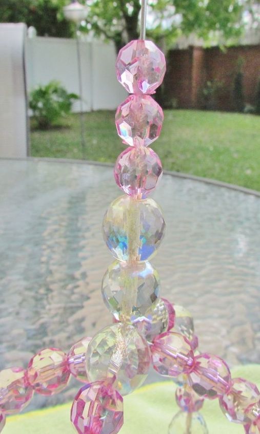 circle of love garden sun catcher, String on crystals and beads