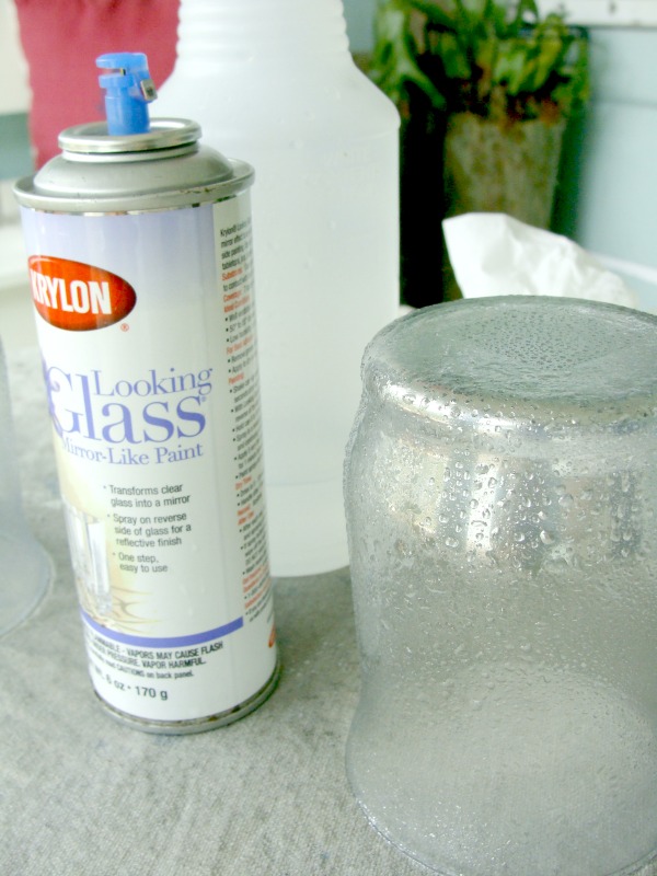 diy mercury glass with craft paint or looking glass spray paint, crafts, painting, seasonal holiday decor, This method uses Krylon Looking Glass Spray paint