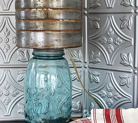 mason jar lamp with faux zinc shade, crafts, kitchen design, lighting, mason jars, repurposing upcycling, This mason jar lamp with a faux zinc lampshade is perfect for a farmhouse or rustic kitchen