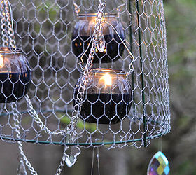 rustic upcycled outdoor chandelier