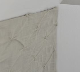 how to make a diy fabric covered pin board wall for less than 25, The pin board was attached to the wall with small nails in each corner and in a few select areas
