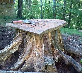 making a fairy home from an old stump