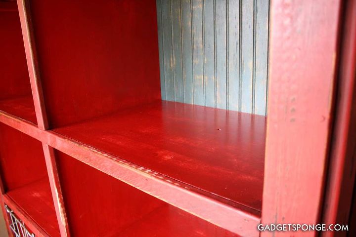 custom bookcase with vintage lockers and baskets, painted furniture, storage ideas, The interior cubbies got a couple of coats of polyurethane for better protection against whatever would be shelved GadgetSponge com