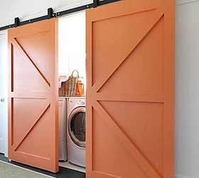 modern laundry space design, closet, doors, home decor, laundry rooms