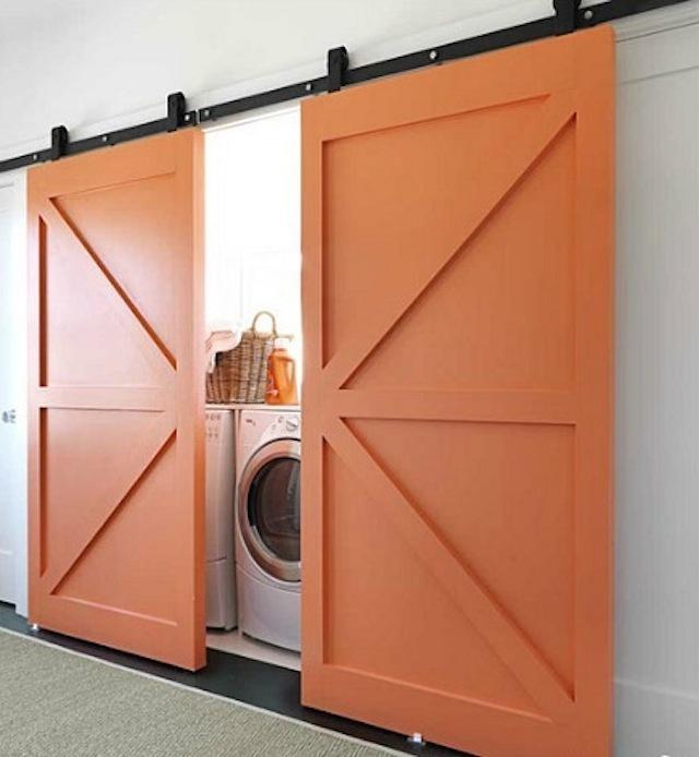 modern laundry space design, closet, doors, home decor, laundry rooms