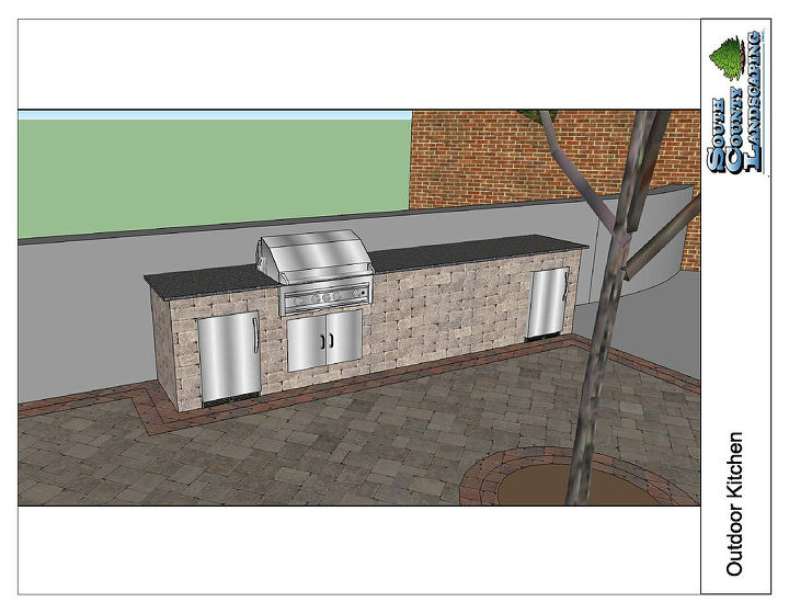 cedar lake outdoor kitchen, kitchen design, outdoor living, patio, Rendered 3 dimensional drawing of proposed project
