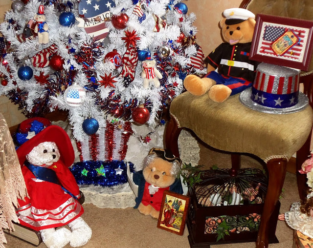 let s celebrate our independence, patriotic decor ideas, seasonal holiday d cor, wreaths, Patriotic Decor at the base of the Tree